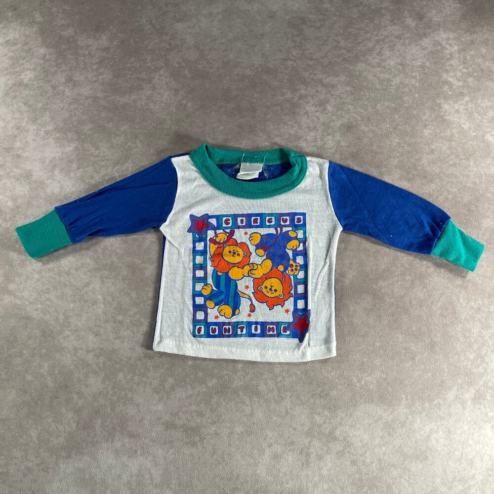 90s Vintage Toddletime Toddler 6 Month Safari Lion Colorblock T-shirt Circus